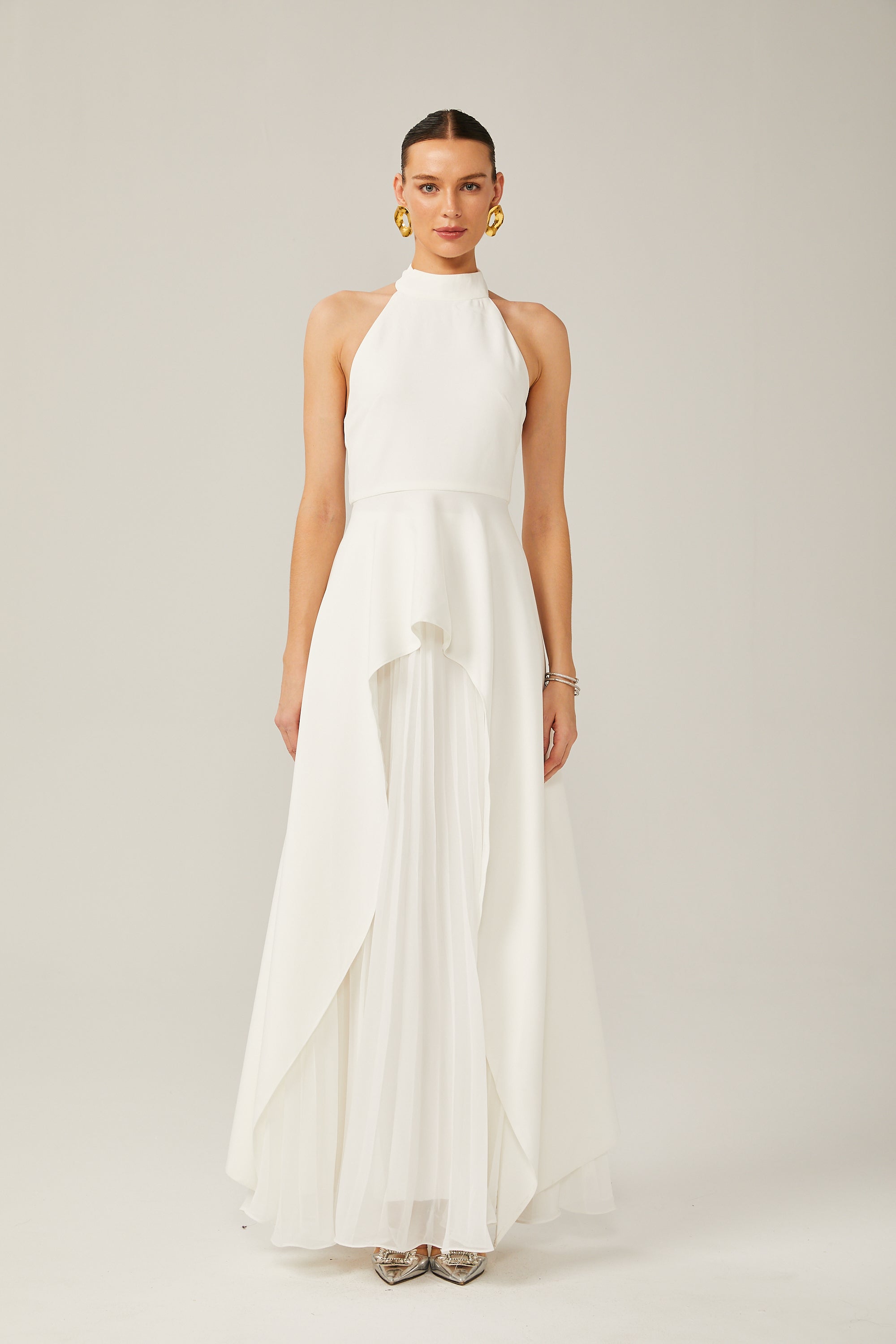 Inés vestido largo halterneck por capas