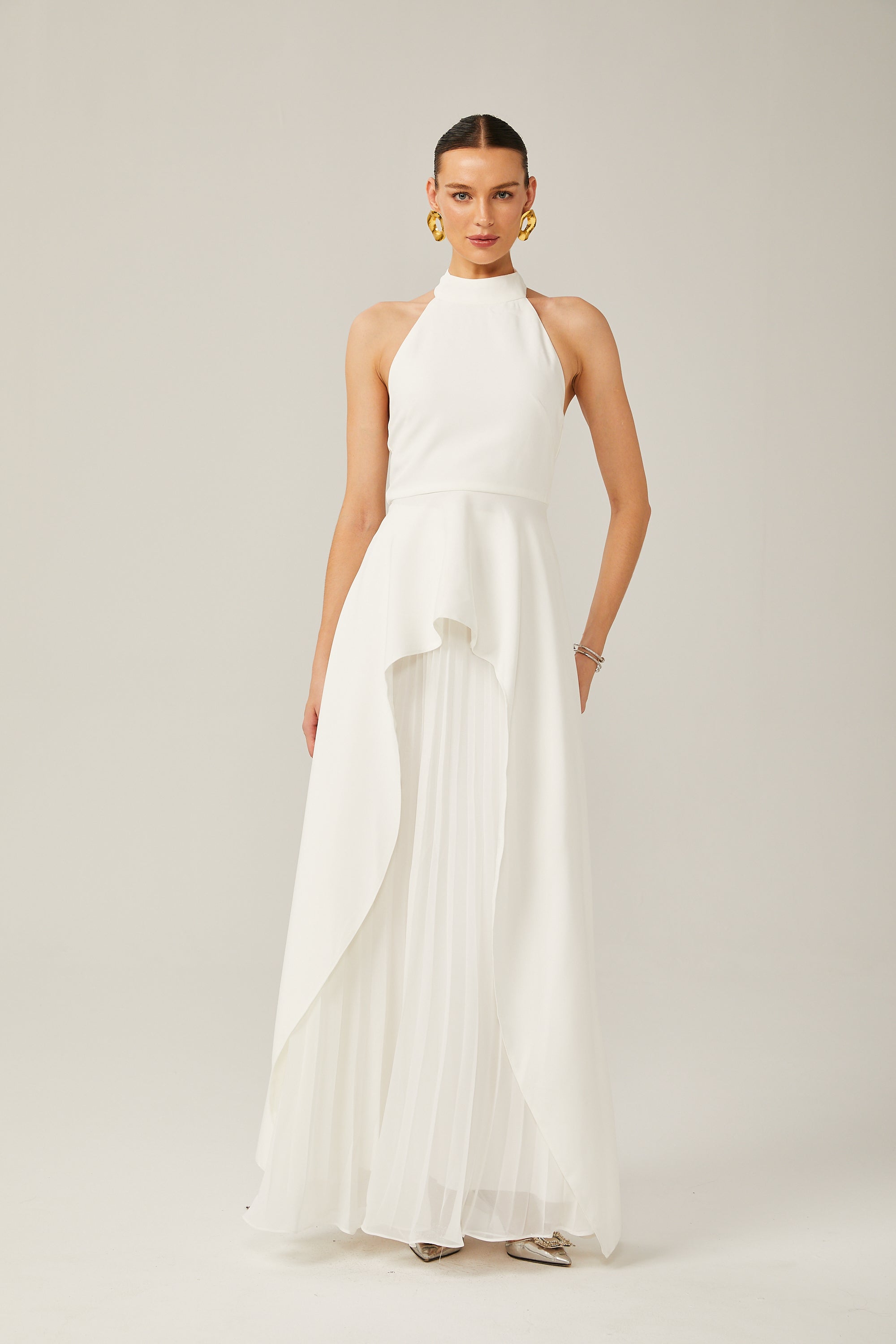 Inés vestido largo halterneck por capas