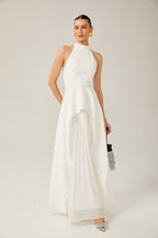 Inés vestido largo halterneck por capas