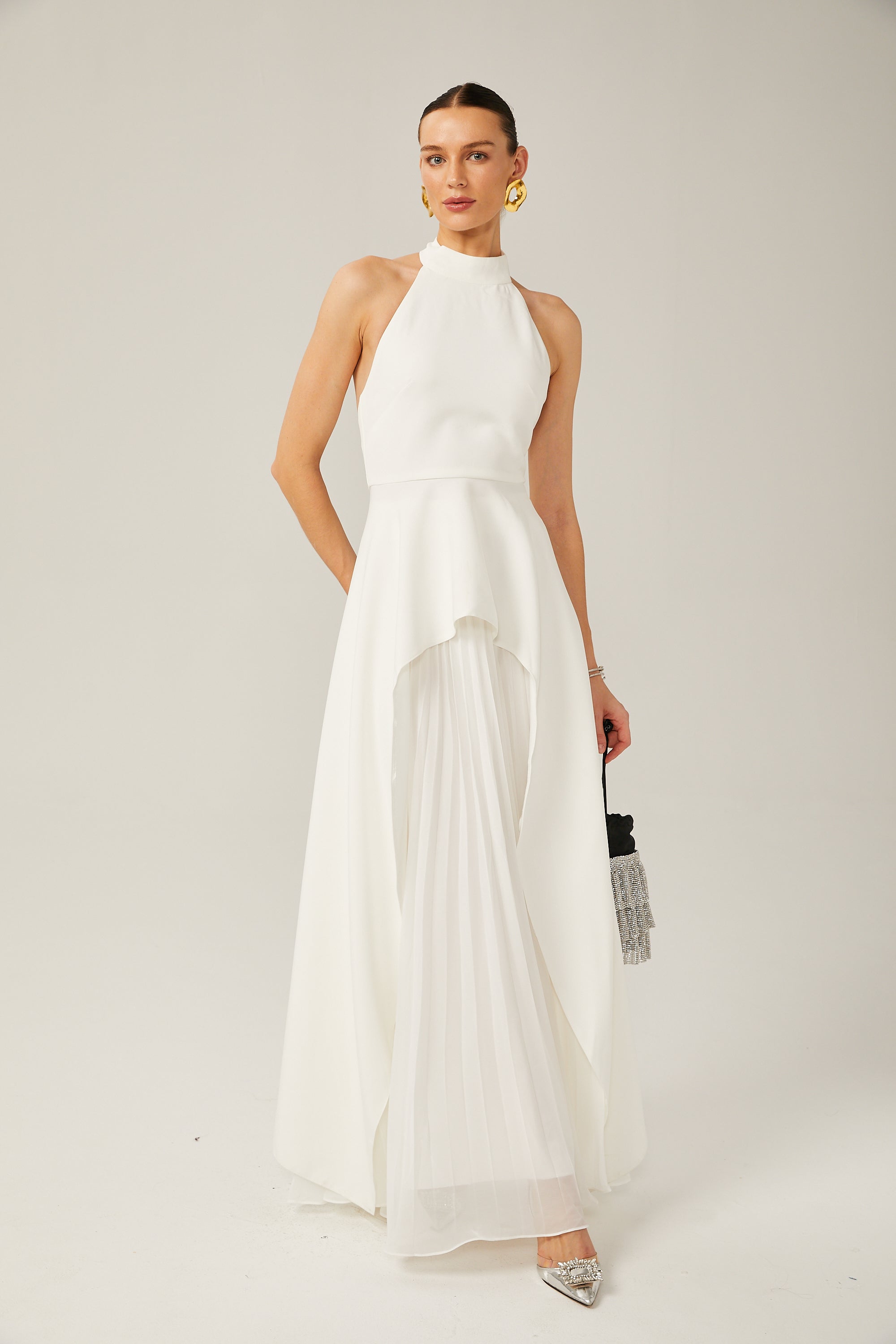 Inés vestido largo halterneck por capas