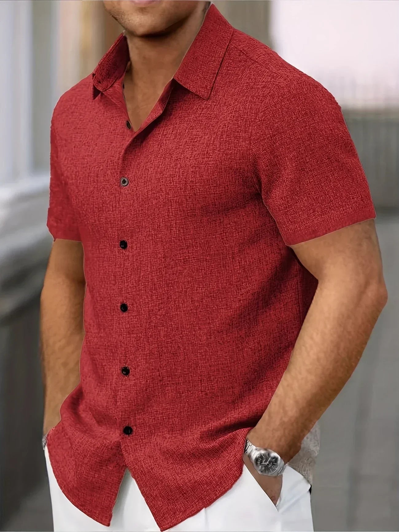 Azel | Camisa ligera de manga corta en mezcla de lino