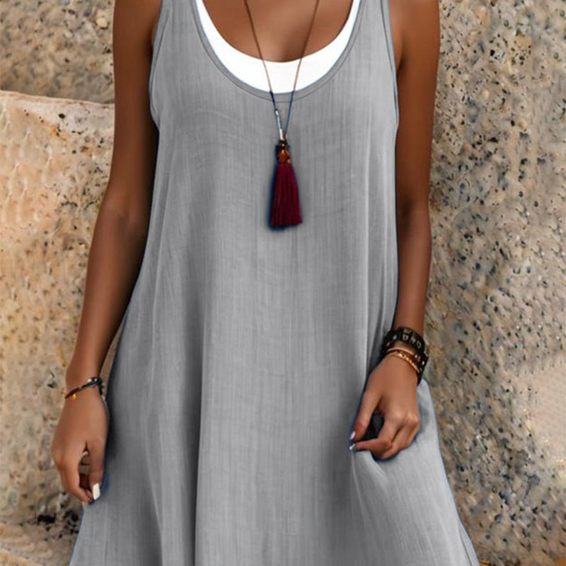 ⏰Último día de rebajas: 55% de descuento 💃Vestido camisero de dos piezas holgado y sin mangas para mujer