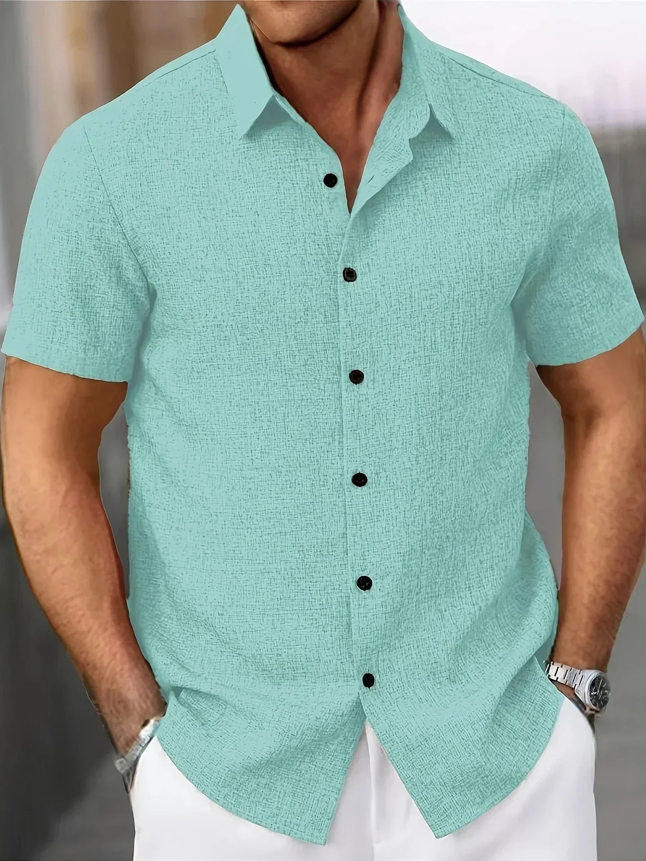Azel | Camisa ligera de manga corta en mezcla de lino
