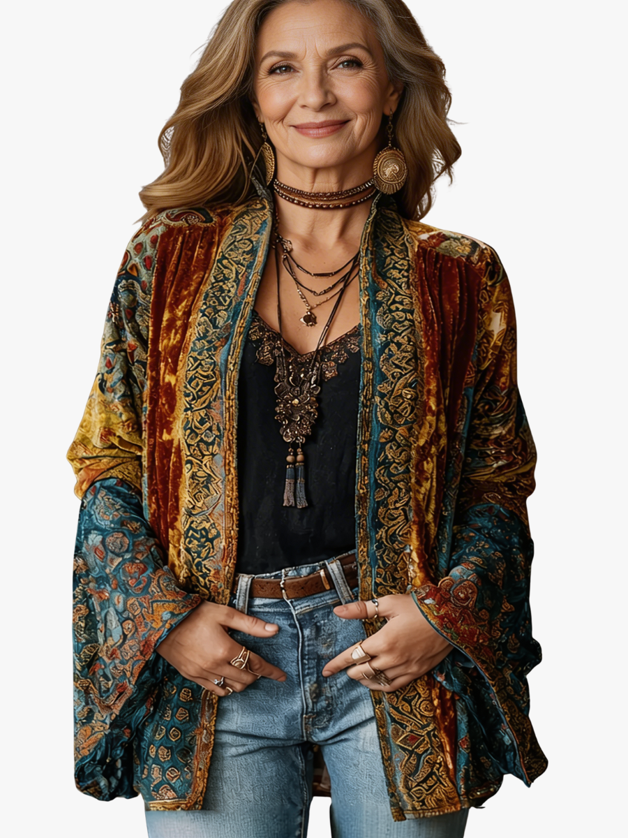 CHAQUETA BOHO DE FRANELA PARA MUJER