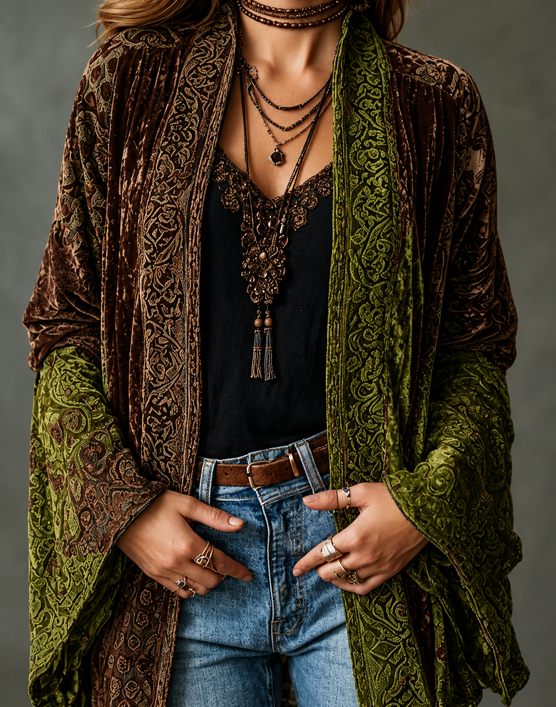 CHAQUETA BOHO DE FRANELA PARA MUJER