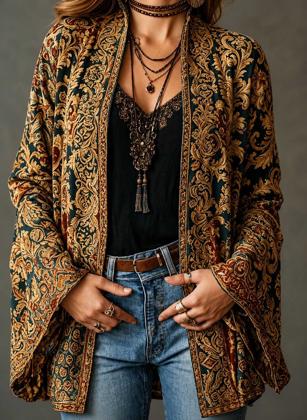 CHAQUETA BOHO DE FRANELA PARA MUJER