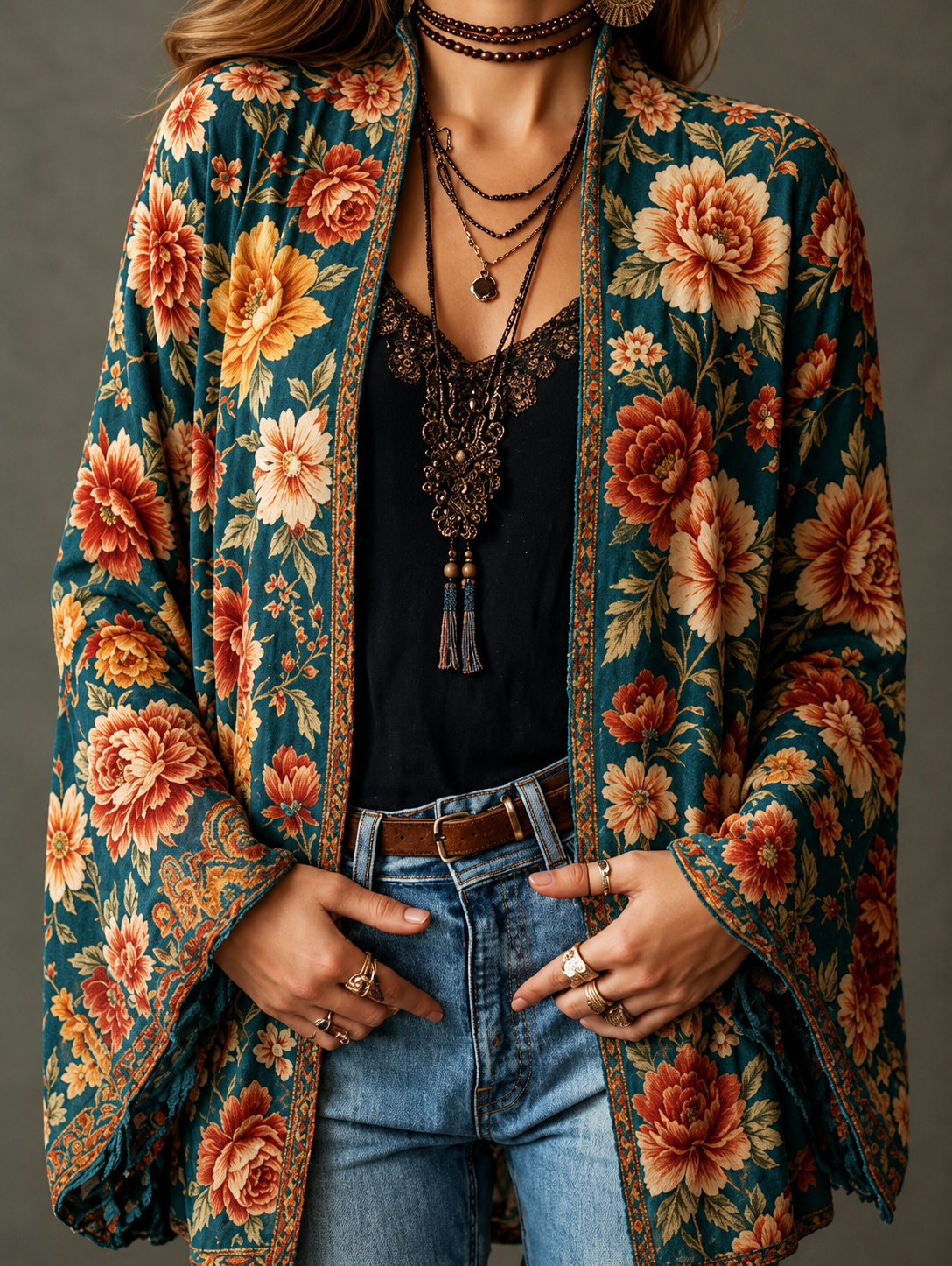 CHAQUETA BOHO DE FRANELA PARA MUJER
