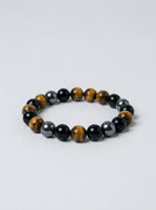 Pulsera «3 protecciones» de ojo de tigre, hematita y obsidiana negra