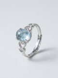 Anillo ajustable «Cristal de mar» de aguamarina
