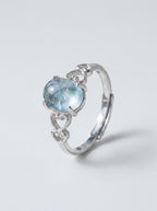 Anillo ajustable «Cristal de mar» de aguamarina