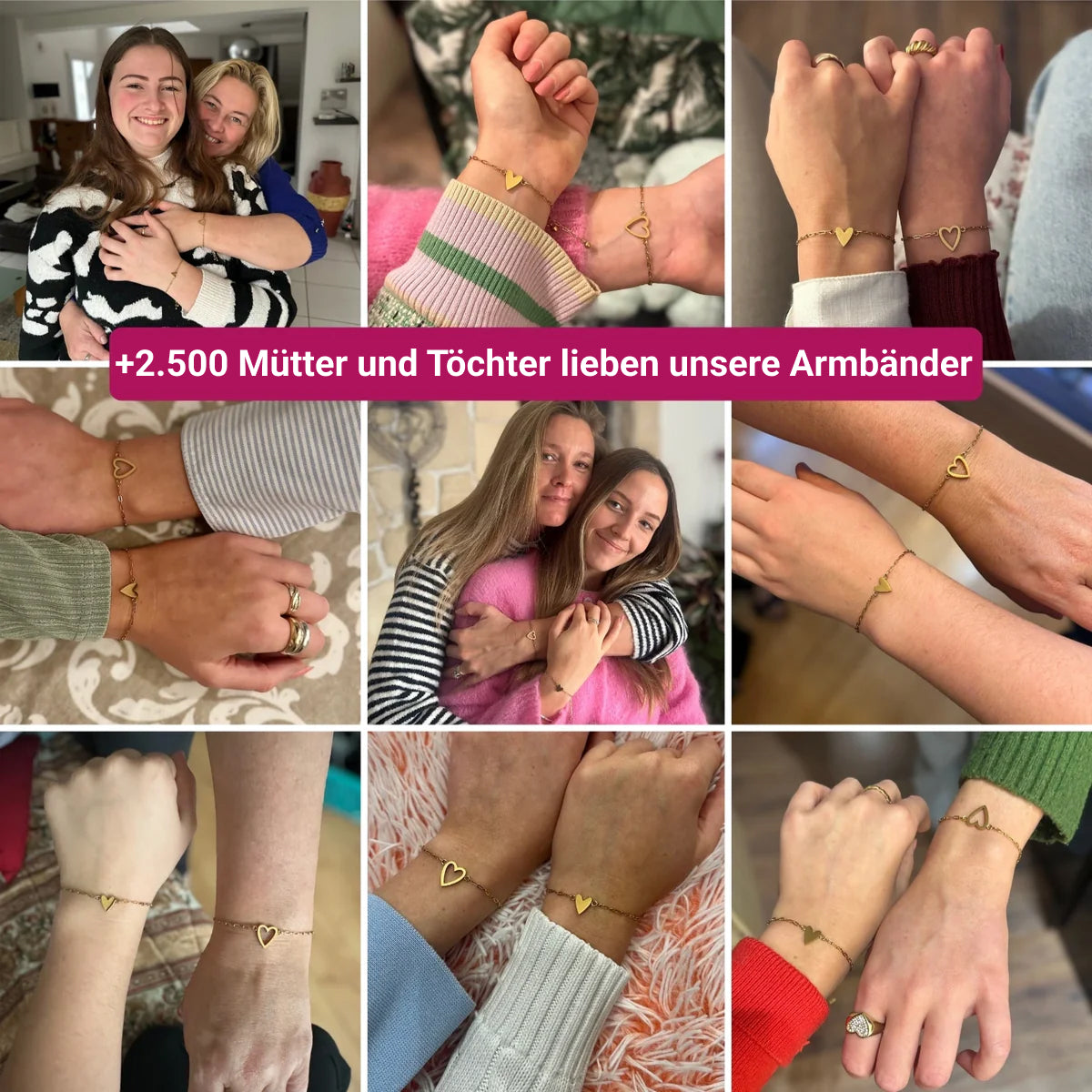 Pulseras con corazones para madre e hija
