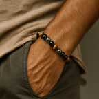 Pulsera «3 protecciones» de ojo de tigre, hematita y obsidiana negra