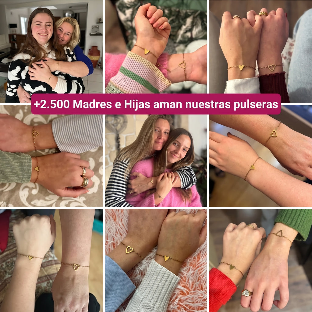Pulseras con corazones para madre e hija