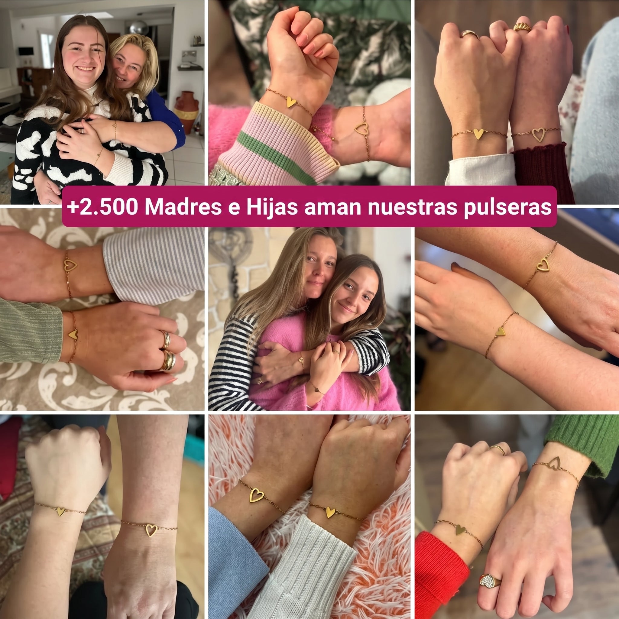 Pulseras con corazones para madre e hija