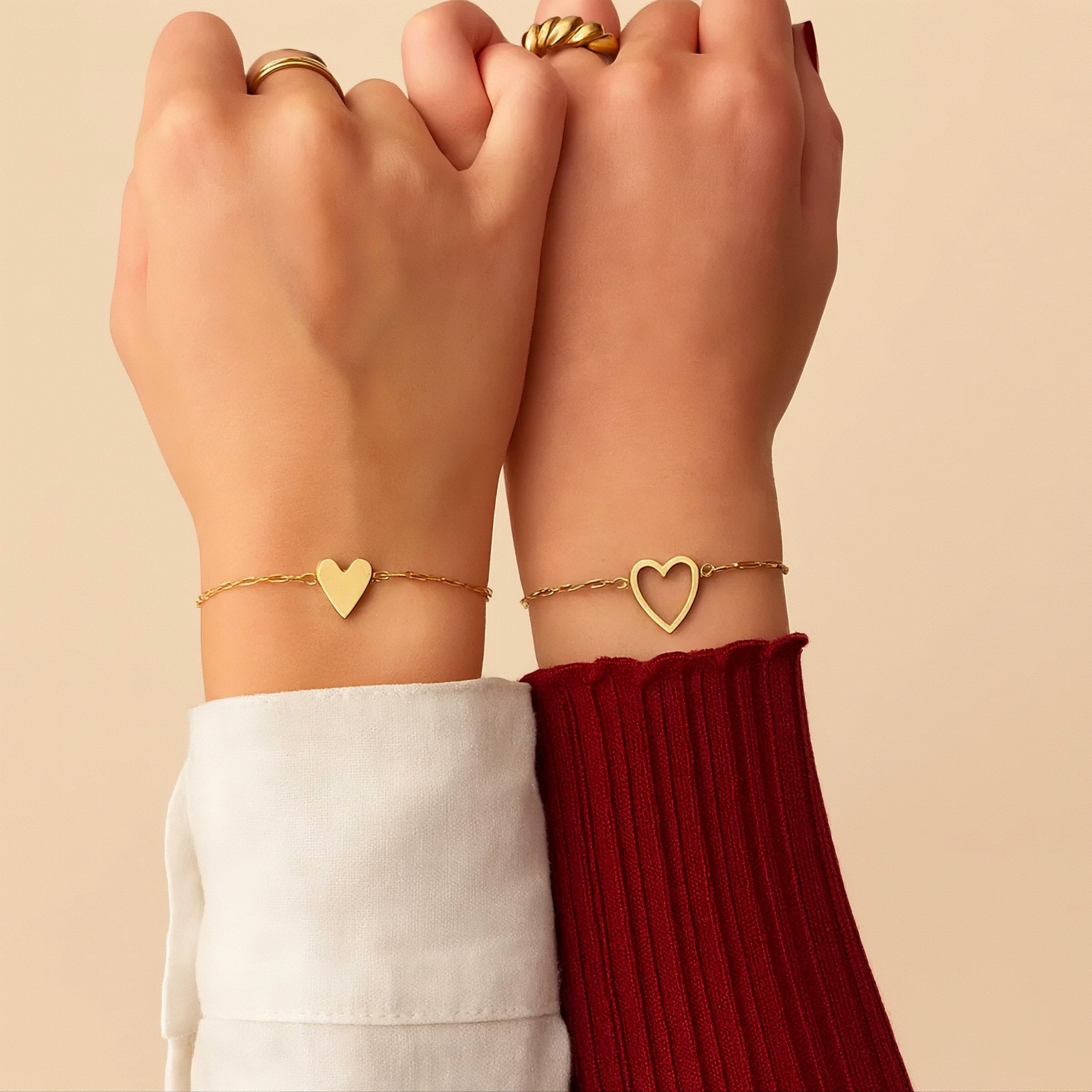 Pulseras con corazones para madre e hija