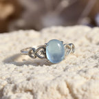 Anillo ajustable «Cristal de mar» de aguamarina