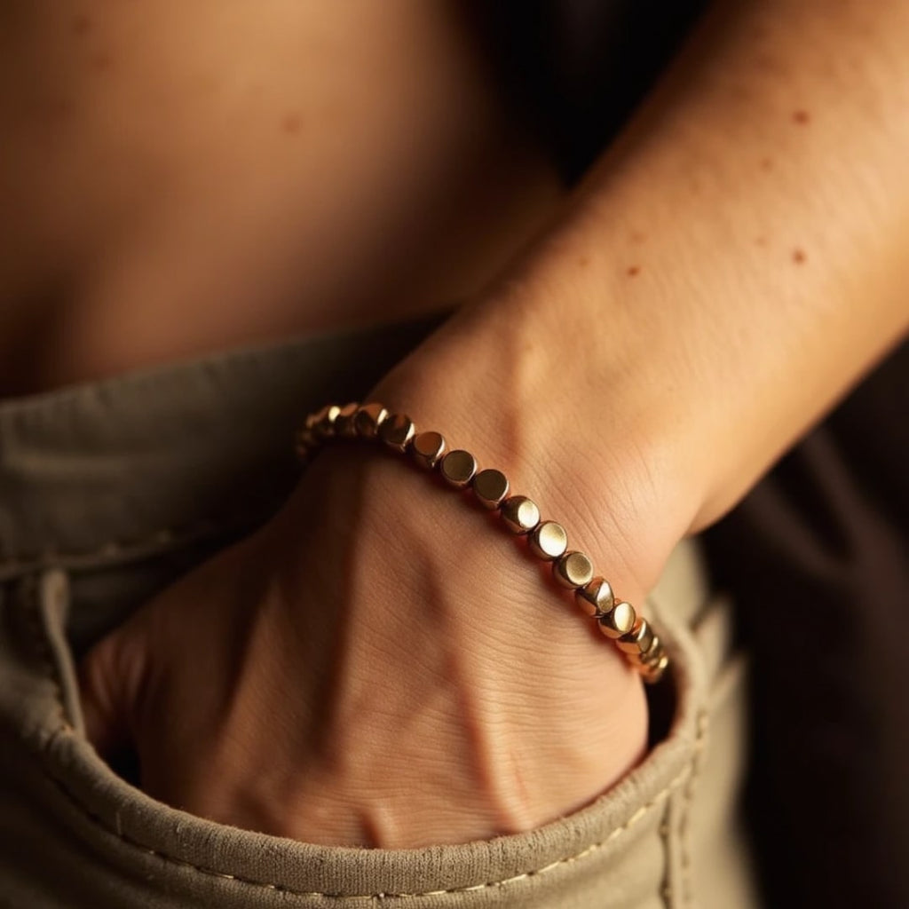 Pulsera tibetana de cuentas de cobre