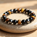 Pulsera «3 protecciones» de ojo de tigre, hematita y obsidiana negra