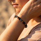 Pulsera «3 protecciones» de ojo de tigre, hematita y obsidiana negra
