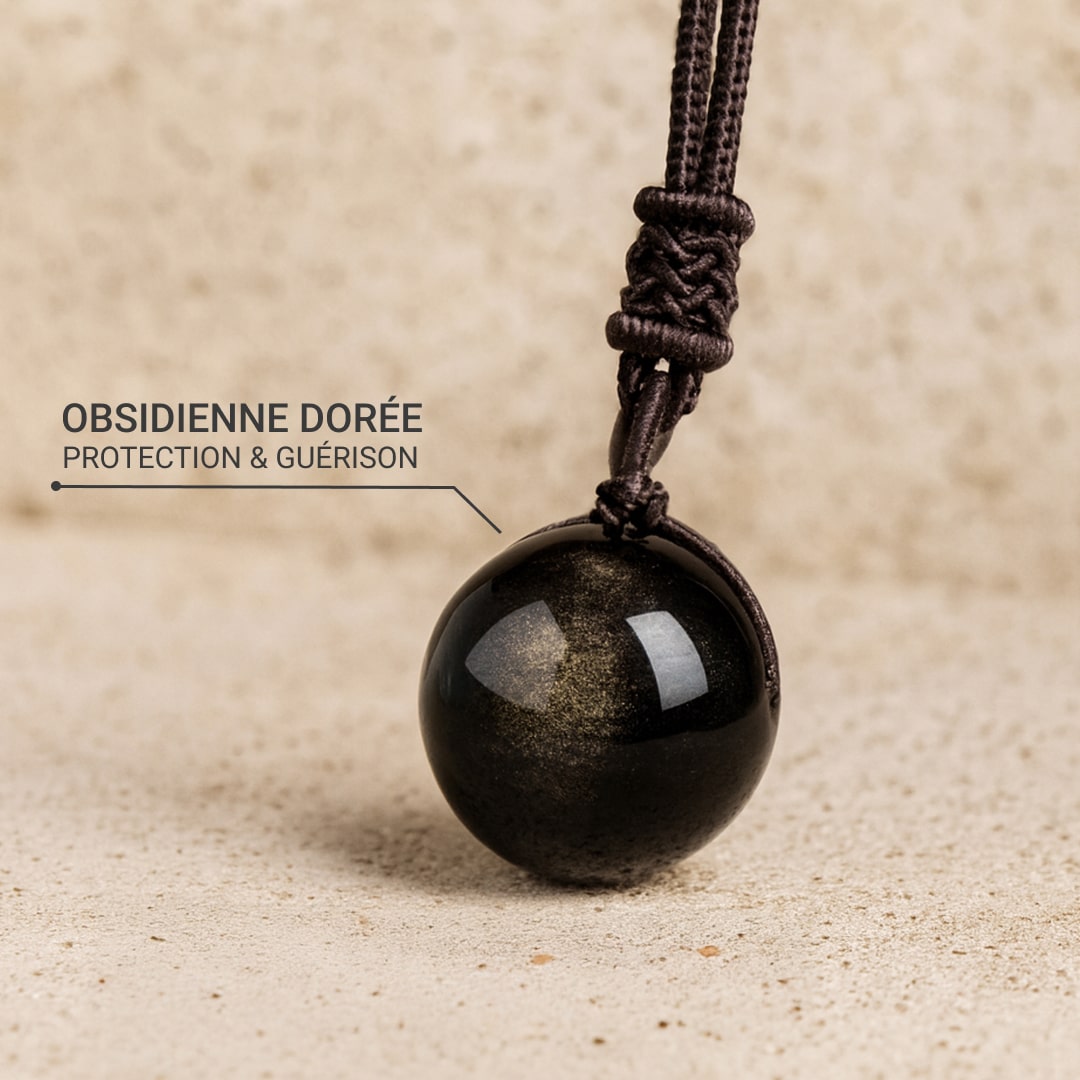 Colgante «Esfera» de obsidiana dorada
