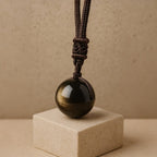 Colgante «Esfera» de obsidiana dorada