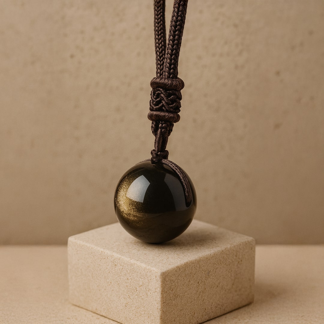 Colgante «Esfera» de obsidiana dorada