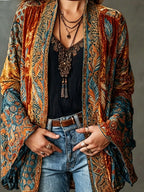 CHAQUETA BOHO DE FRANELA PARA MUJER