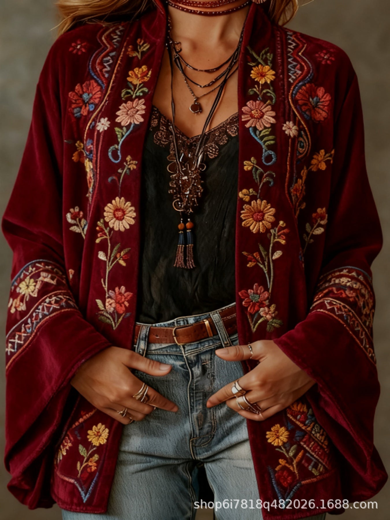 CHAQUETA BOHO DE FRANELA PARA MUJER