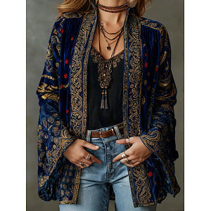 CHAQUETA BOHO DE FRANELA PARA MUJER