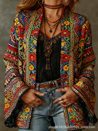 CHAQUETA BOHO DE FRANELA PARA MUJER