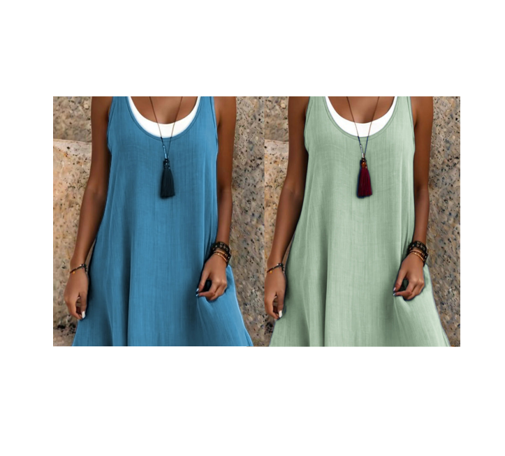 ⏰Último día de rebajas: 55% de descuento 💃Vestido camisero de dos piezas holgado y sin mangas para mujer