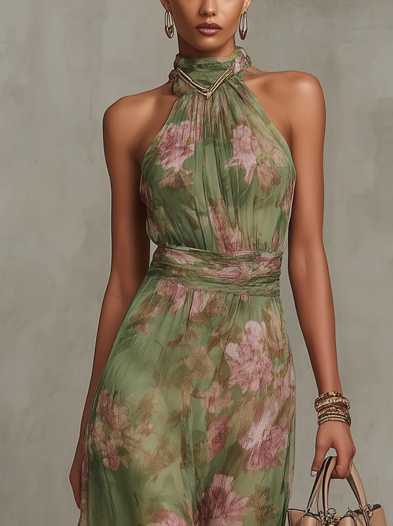 Livie | Maxivestido floral con cuello halter