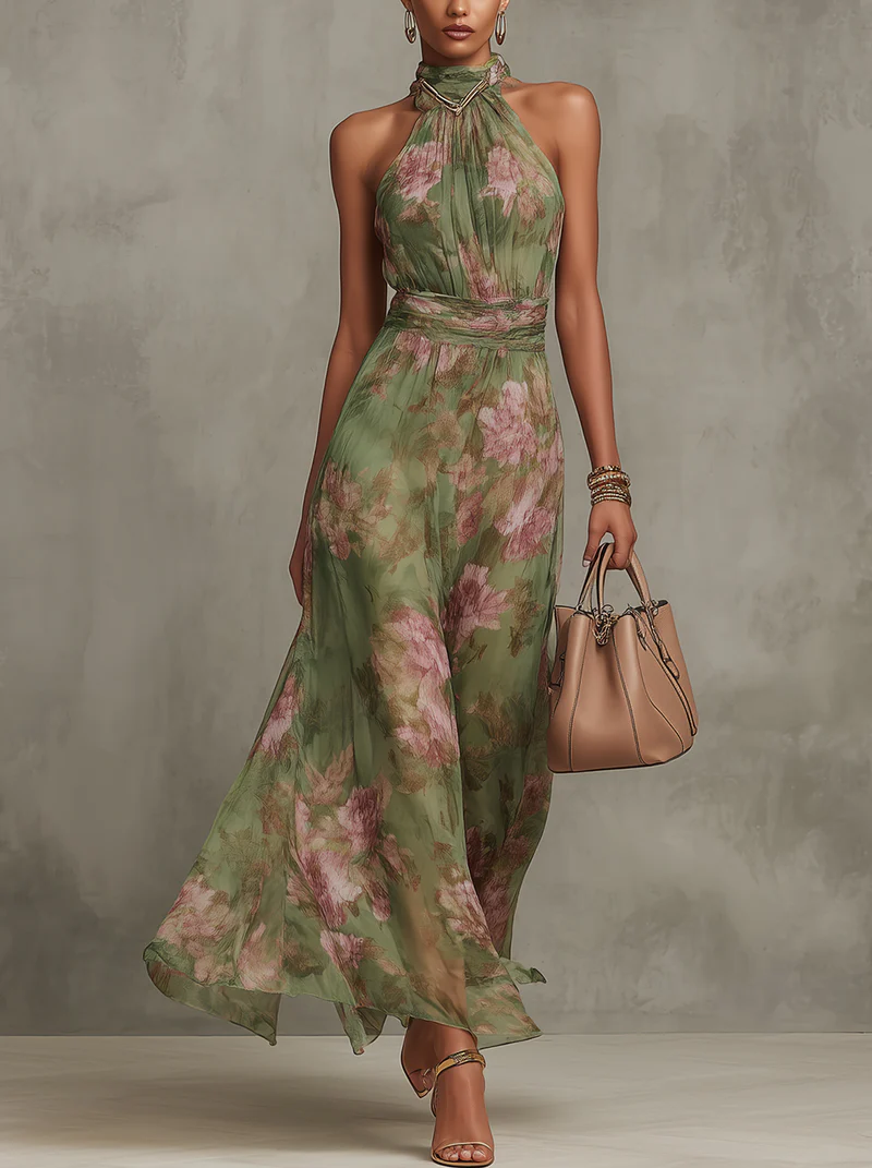 Livie | Maxivestido floral con cuello halter