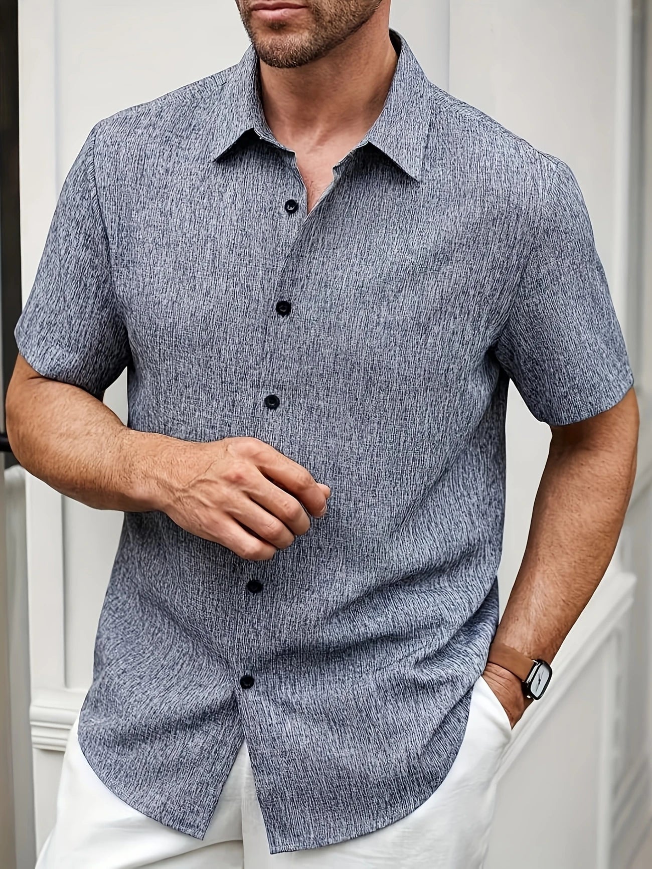 Azel | Camisa ligera de manga corta en mezcla de lino