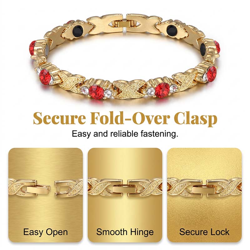 💎 ¡50% DESCUENTO! ✨ Pulsera magnética moderna – Strass, oro/plata & diseño de bienestar – Ajustable & elegante – perfecta para uso diario o como un regalo especial 💫