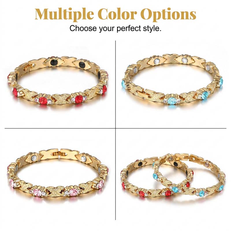 💎 ¡50% DESCUENTO! ✨ Pulsera magnética moderna – Strass, oro/plata & diseño de bienestar – Ajustable & elegante – perfecta para uso diario o como un regalo especial 💫