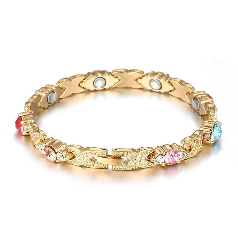 💎 ¡50% DESCUENTO! ✨ Pulsera magnética moderna – Strass, oro/plata & diseño de bienestar – Ajustable & elegante – perfecta para uso diario o como un regalo especial 💫