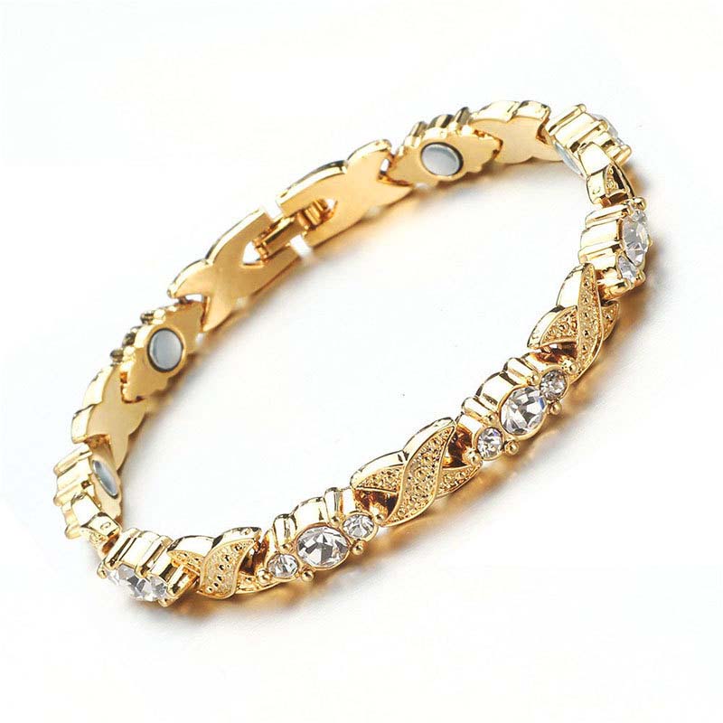 💎 ¡50% DESCUENTO! ✨ Pulsera magnética moderna – Strass, oro/plata & diseño de bienestar – Ajustable & elegante – perfecta para uso diario o como un regalo especial 💫