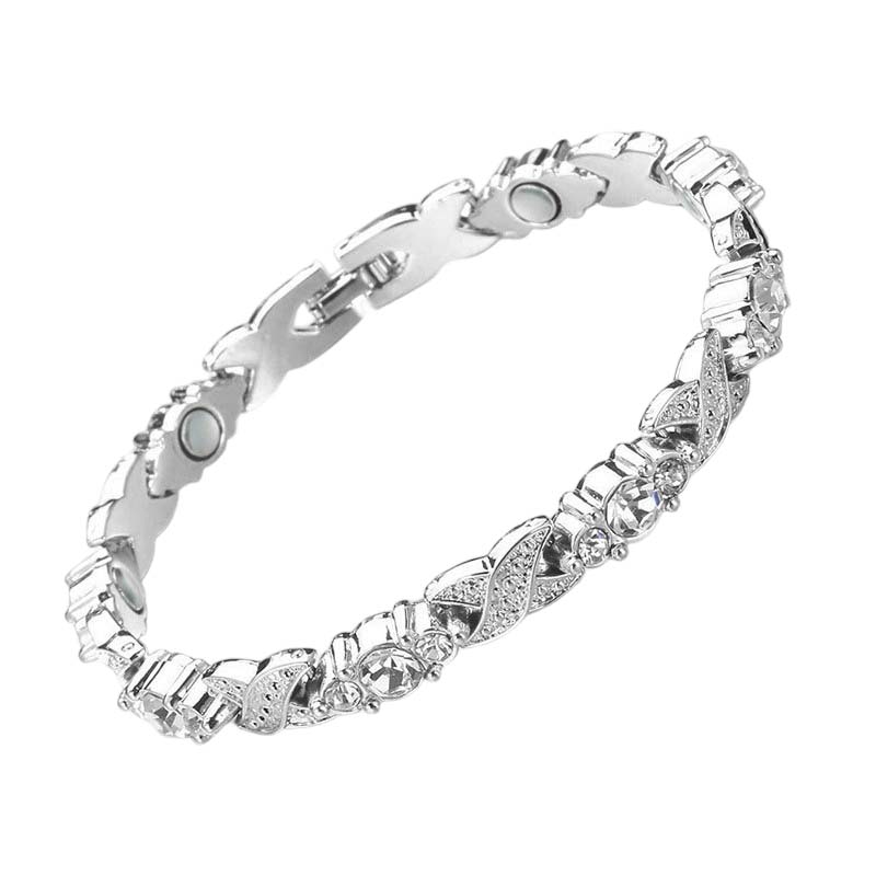 💎 ¡50% DESCUENTO! ✨ Pulsera magnética moderna – Strass, oro/plata & diseño de bienestar – Ajustable & elegante – perfecta para uso diario o como un regalo especial 💫