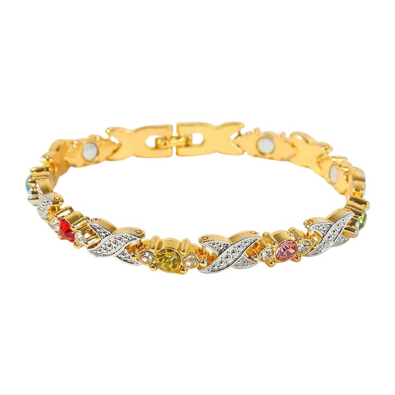 💎 ¡50% DESCUENTO! ✨ Pulsera magnética moderna – Strass, oro/plata & diseño de bienestar – Ajustable & elegante – perfecta para uso diario o como un regalo especial 💫