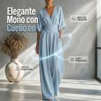 Mono de Pierna Ancha con Cuello en V y Cintura Alta para Mujer